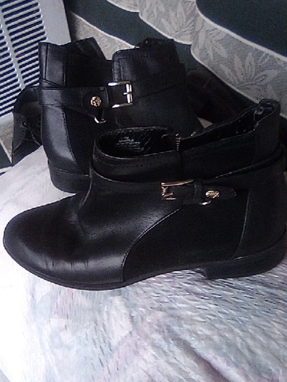 Ann Klein Ankle Boots with Buckle Accent .Size 7.